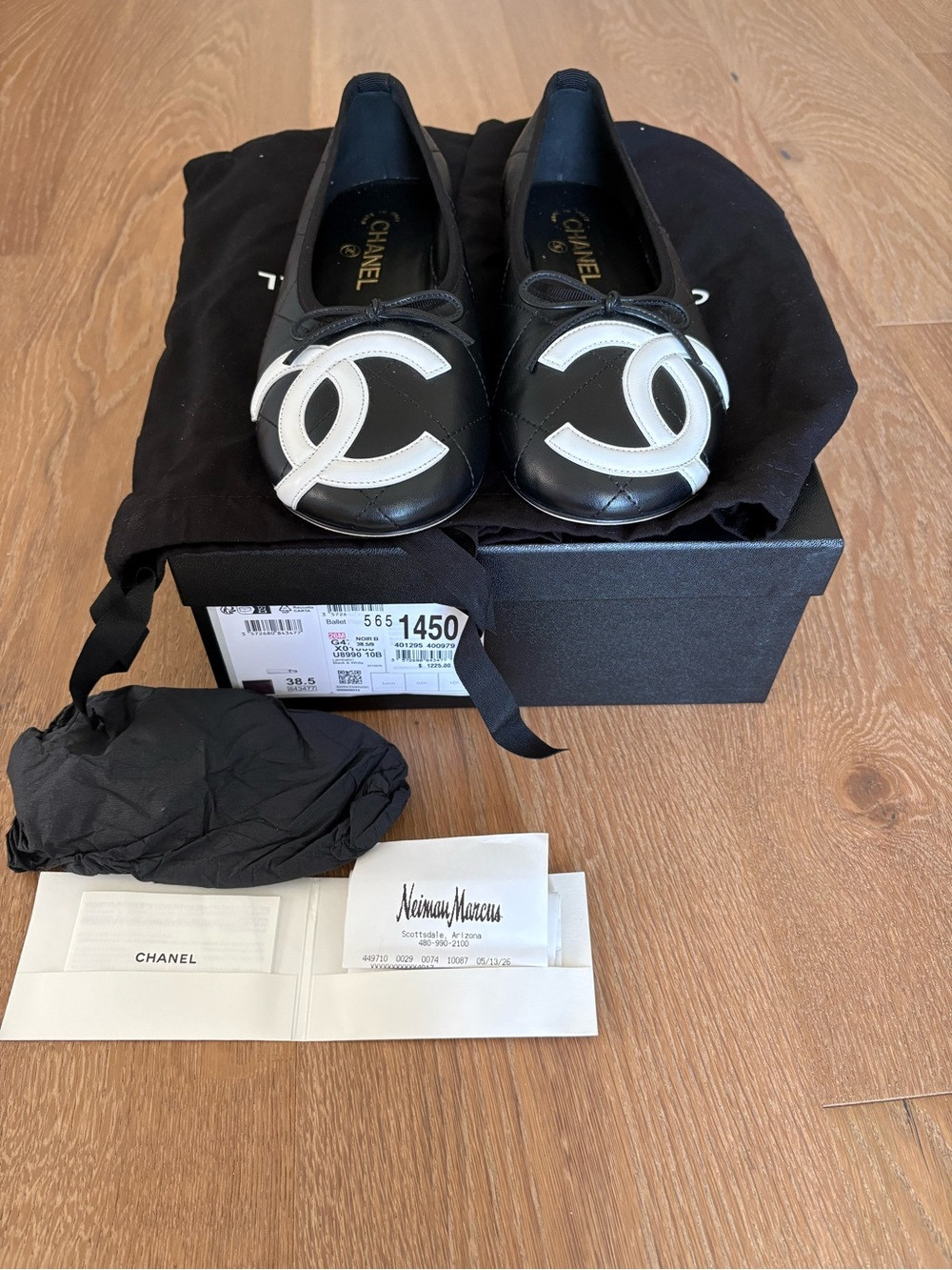 Chanel Cambon 2026 Quilted Black Ballet Flats With White CC Logo | Poshmark