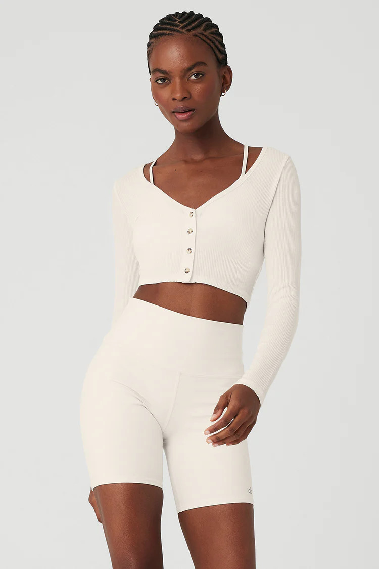 Ribbed Cropped Whisper Cardigan | Alo Yoga (US)