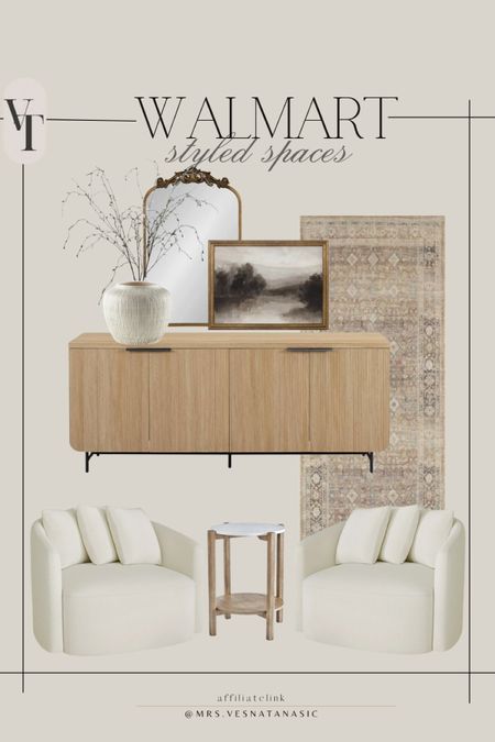Walmart styled spaces for inspiration! This sideboard is so beautiful and under $400! 

Vase, sideboard, branches, spring decor, rug, chair, swivel chair, side table, runner, sideboard @Walmart #walmarthome #walmartfinds #walmartdeals
#walmart home, home decor, mirror, lamp, art, framed art, affordable home decor, 

#LTKsalealert #LTKfindsunder100 #LTKhome