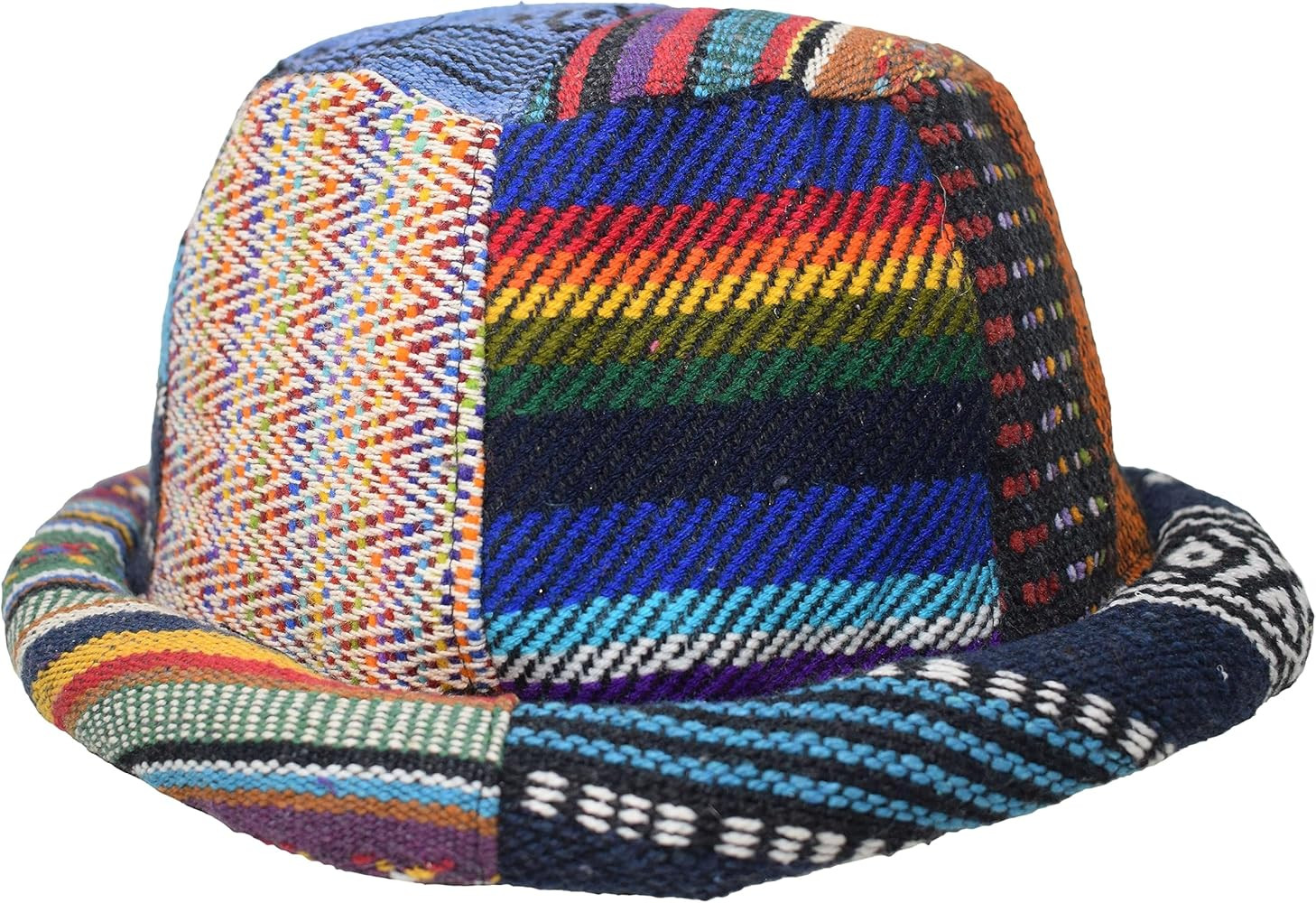 Gheri Patchwork Roll Brim Boho Woven Cotton Bucket Hat | Amazon (US)