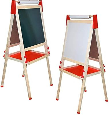 Deluxe Standing Art Easel - Dry-Erase Board, Chalkboard, Paper Roller,Magnetic Whiteboard, Includ... | Amazon (US)