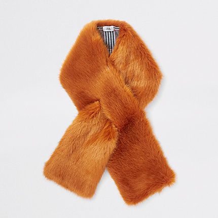 Womens Orange faux fur shawl scarf | River Island (UK & IE)