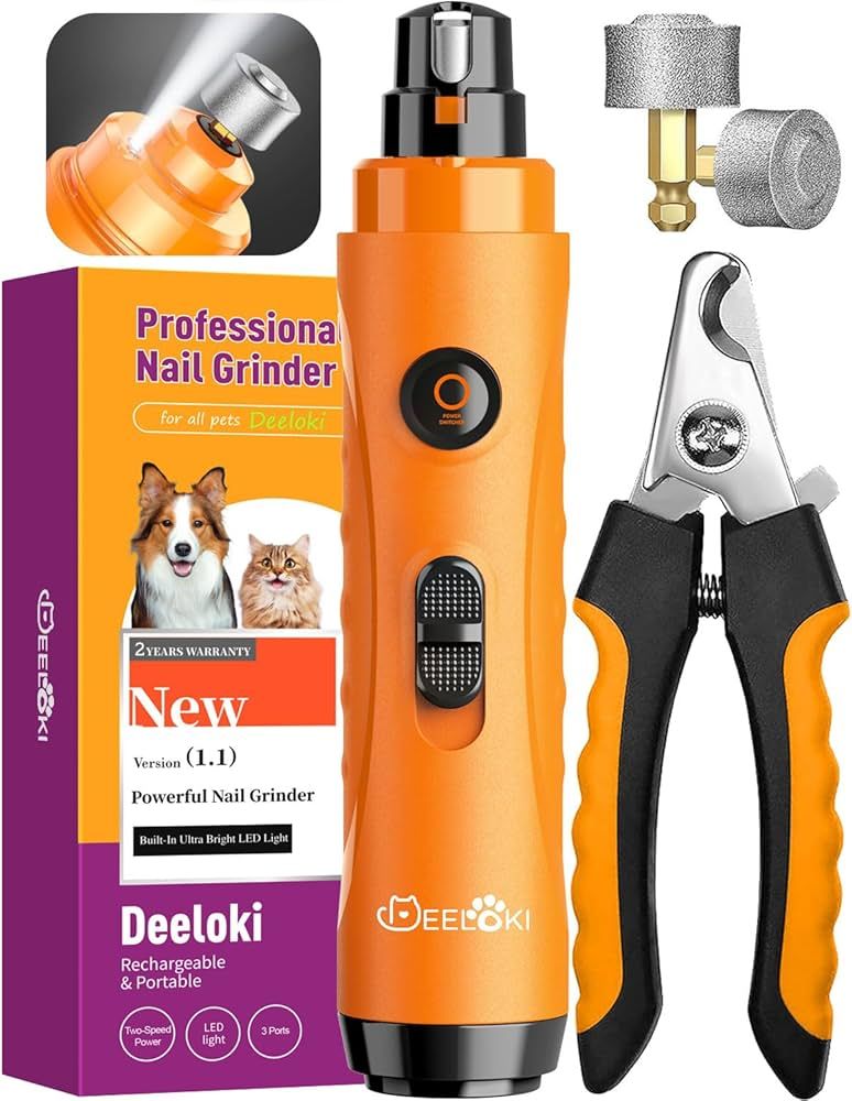 Dog Nail Grinder with LED Light Upgraded 2 Speeds Painless Pet Dog Nail Trimmers and Clipper Supe... | Amazon (US)