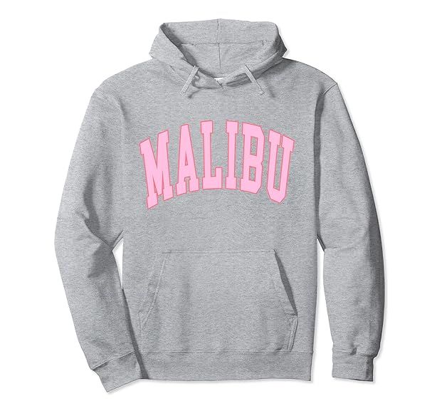 Preppy Varsity Pink Malibu CA California Font Pullover Hoodie | Amazon (UK)