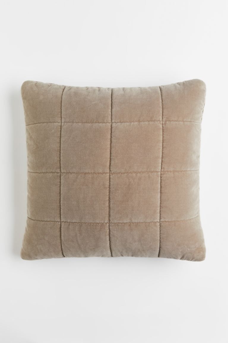 Cotton velvet cushion cover - Light beige - Home All | H&M GB | H&M (UK, MY, IN, SG, PH, TW, HK)