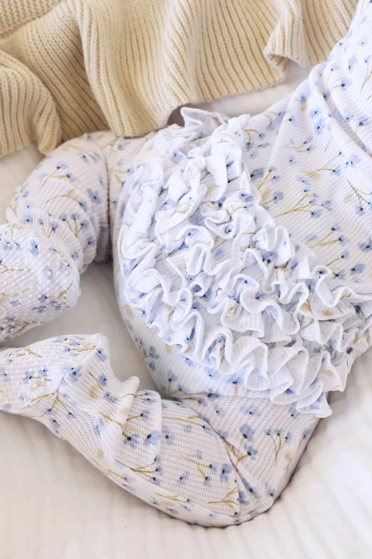Blake's Blooms Bamboo Waffle Ruffle Zipper Footie | Caden Lane
