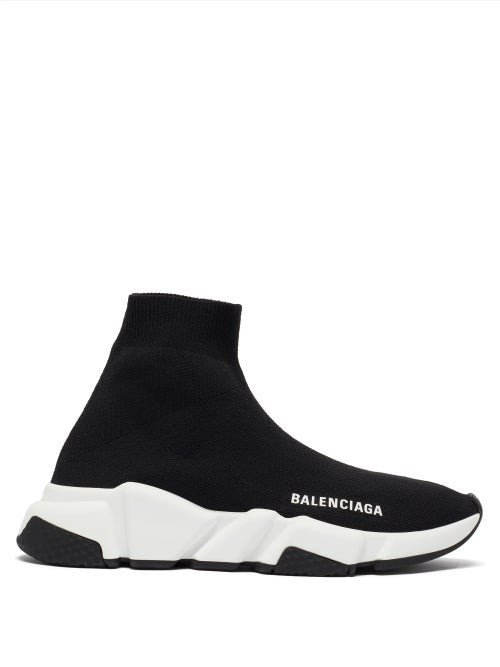 Balenciaga - Speed Recycled-knit Trainers - Womens - Black White | Matches (US)