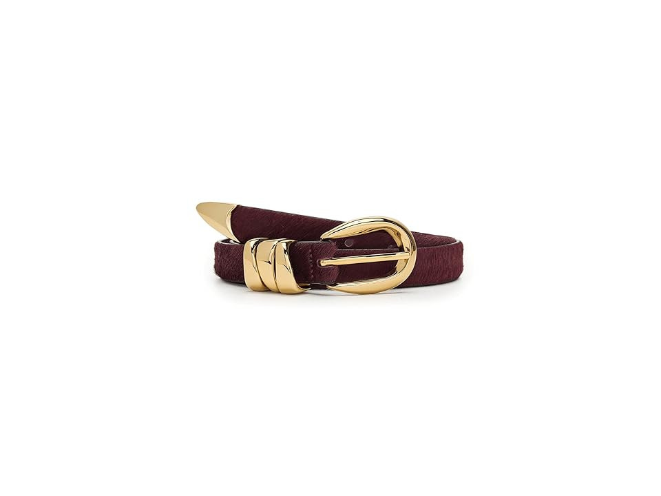 Madewell Triple Metal Keeper Belt: Haircalf Women's Belts Cabernet : 2XL, Leather | Zappos