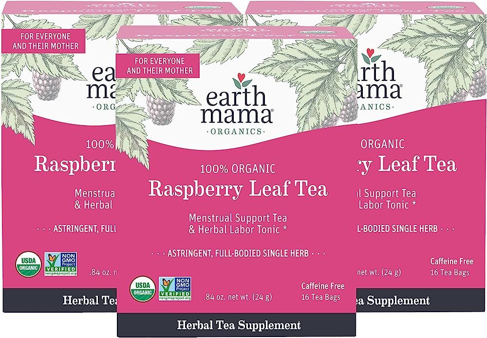 Earth Mama Organic Raspberry Leaf Tea Bags |Labor Tonic + Menstrual Support, 16 Teabags Per Box (... | Amazon (US)