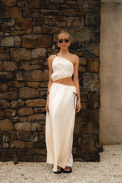 VRG GRL Te Amo Linen Maxi Dress // Cream | VRG Grl