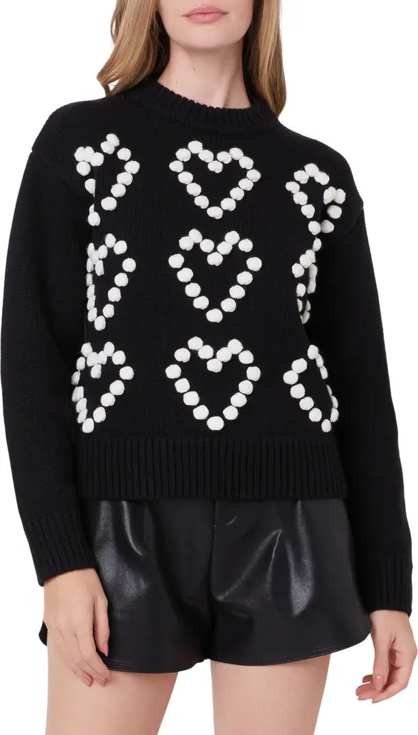 English Factory Pompom Heart Mock Neck Sweater | Nordstrom | Nordstrom
