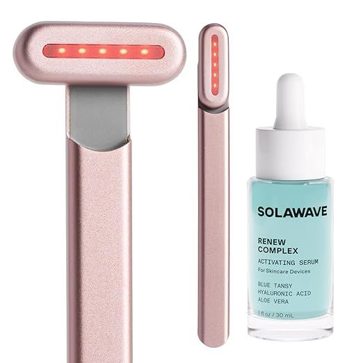 Solawave 4-in-1 Facial Wand and Renew Complex Serum Bundle | Red Light Therapy for Face and Neck ... | Amazon (US)