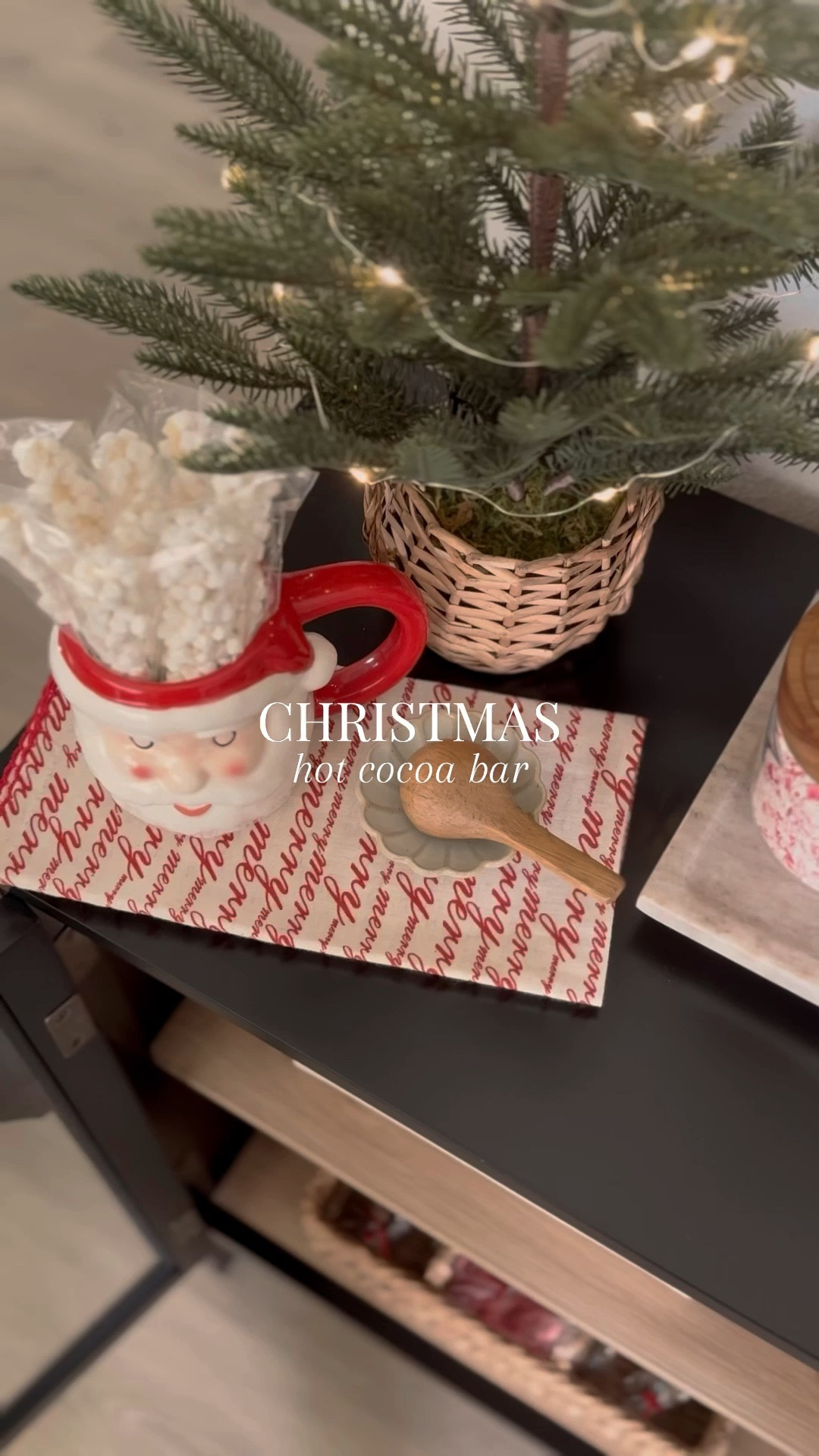 My little girl has been asking for a Christmas hot cocoa bar and I surprised her with one this week. Her face when she saw it was priceless 🥰 and it made my mama heart so happy. We really are the Christmas magic ✨✨

I found almost everything at Target & Walmart. I already had to set it up in this empty corner in our kitchen. This two door cabinet was perfect for it. Comment “cocoa” for the links to shop. 🎅🏼

#LTKSeasonal #LTKHoliday #LTKHome