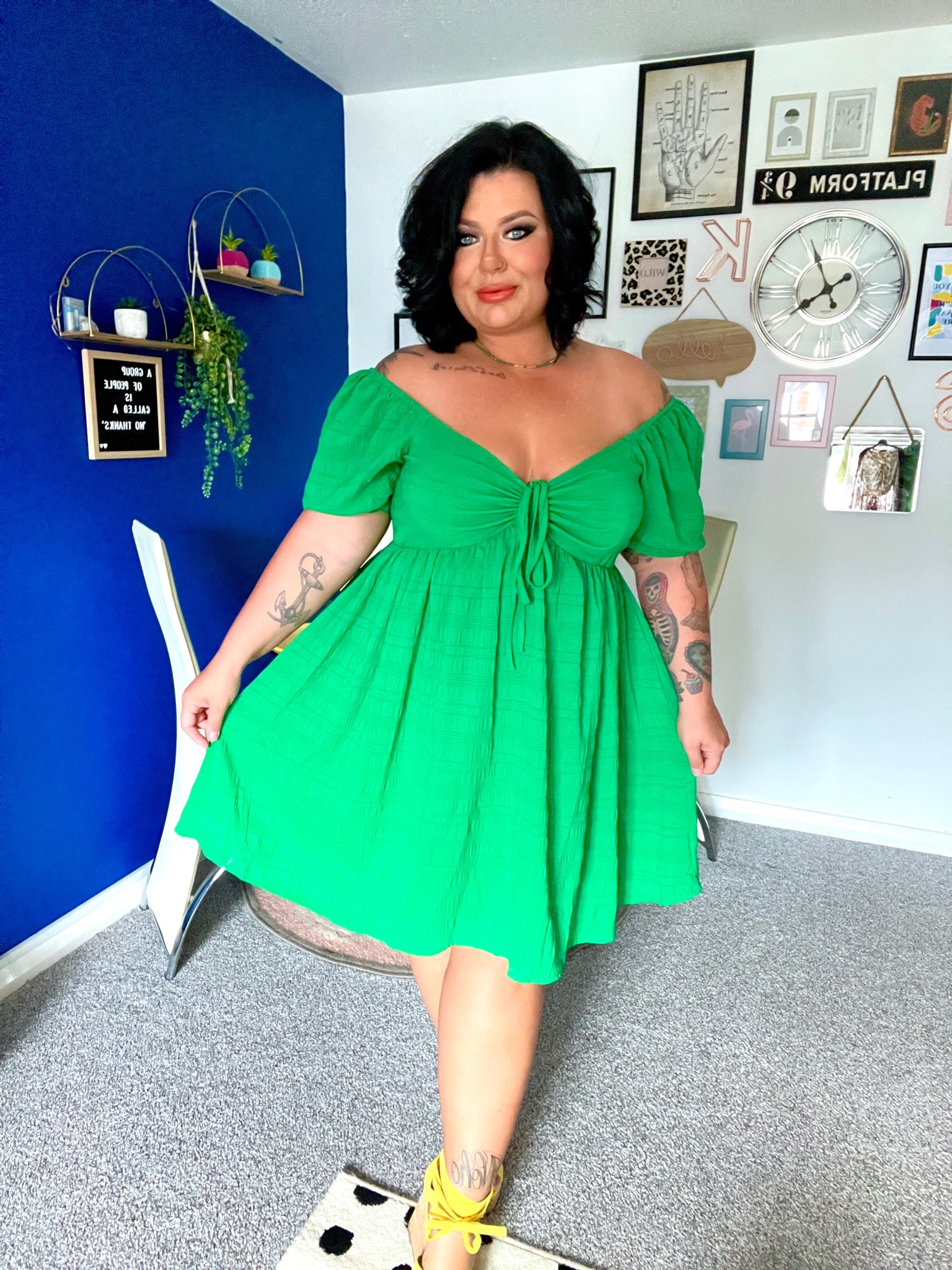 Green version of THE Shein dress. I am a UK size 18-20 and I got a 3XL in these dresses. 

#LTKcurves