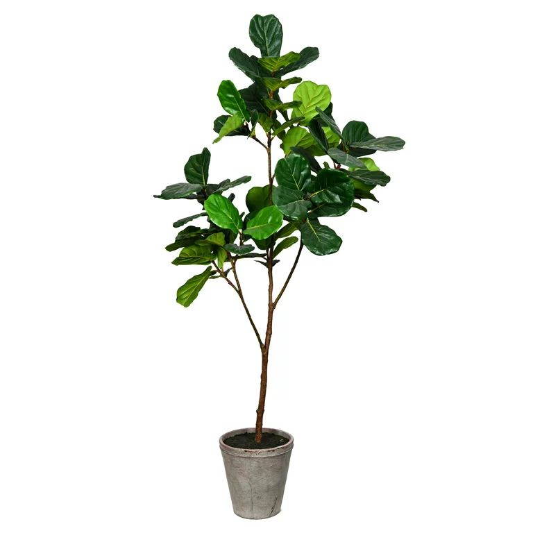 Vickerman 5' Artificial Green Fiddle Tree in Black Planters Pot. | Walmart (US)