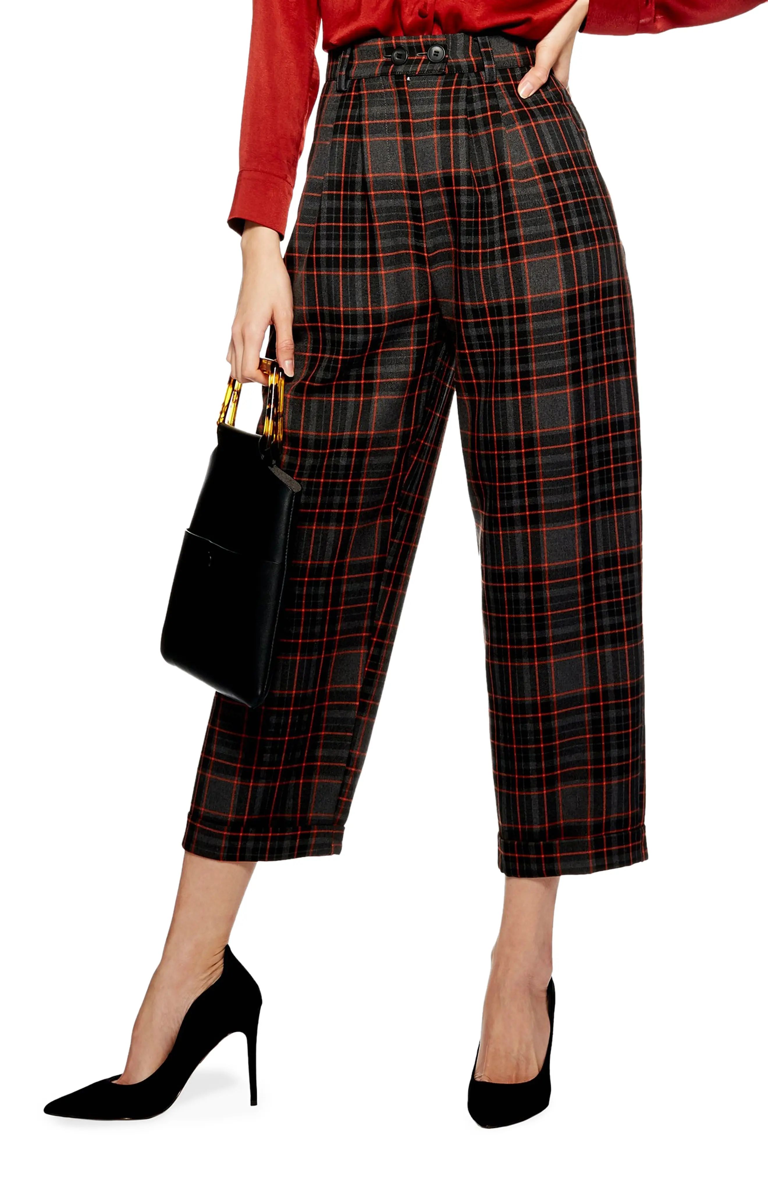 Topshop Check Button Peg Trousers | Nordstrom