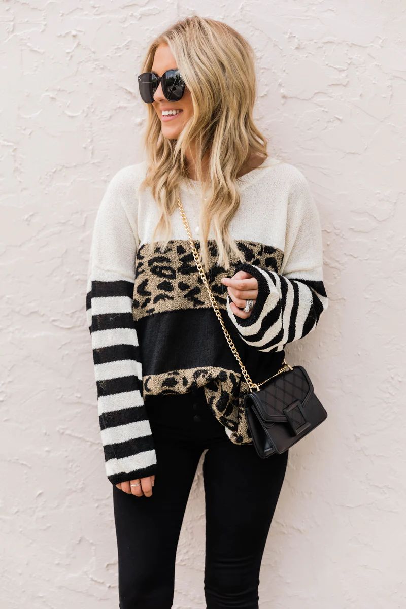 LIVING MY BEST STYLE X PINK LILY The Katy Leopard Sweater | The Pink Lily Boutique