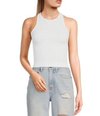 Knit Racerback Halter Tank Top | Dillard's