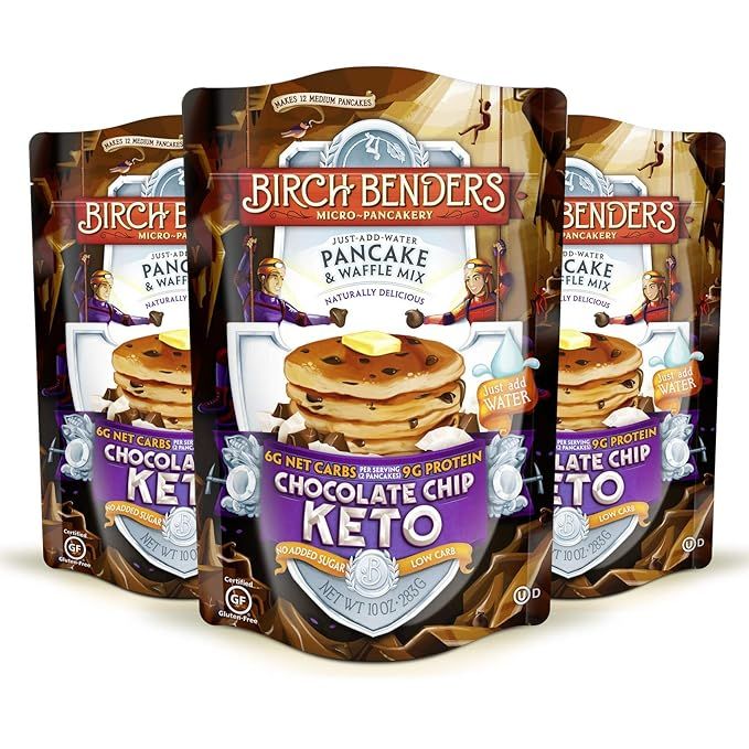 Birch Benders Keto Chocolate Chip Pancake & Waffle Mix with Almond/Coconut & Cassava Flour, Just ... | Amazon (US)