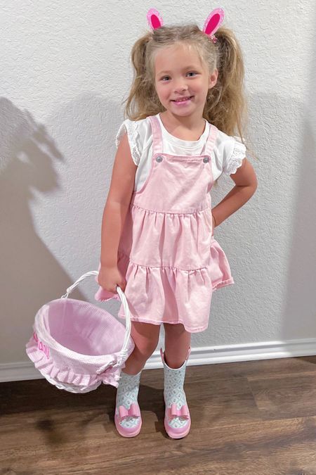 Ready for her easter egg hunt at school today! 

#preschooloutfit
#overalls
#easterdress
#mothersday
#gingham
#pinkboots


#LTKkids #LTKfamily #LTKFind