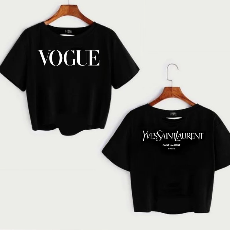 DESIGNER Inspired T-Shirt Cropped Comfort Fashion Design Multiple Color Options Glam Handmade Shi... | Etsy (US)