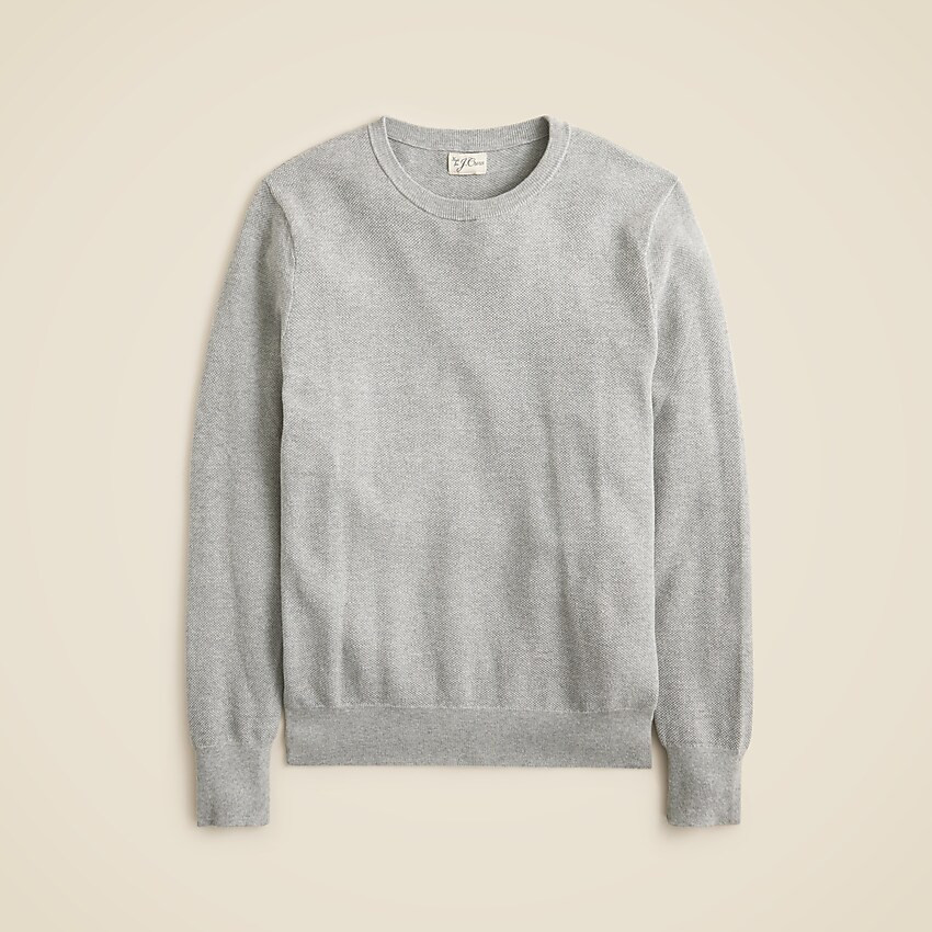 Cotton piqué-stitch crewneck sweater | J. Crew US