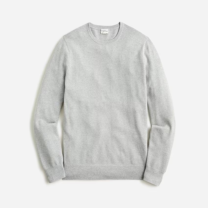 Cotton piqué-stitch crewneck sweater | J.Crew US