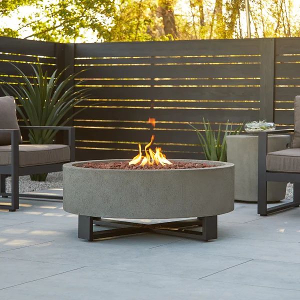 Idledale 40" Round Concrete Propane Outdoor Fire Pit by Real Flame | Wayfair North America