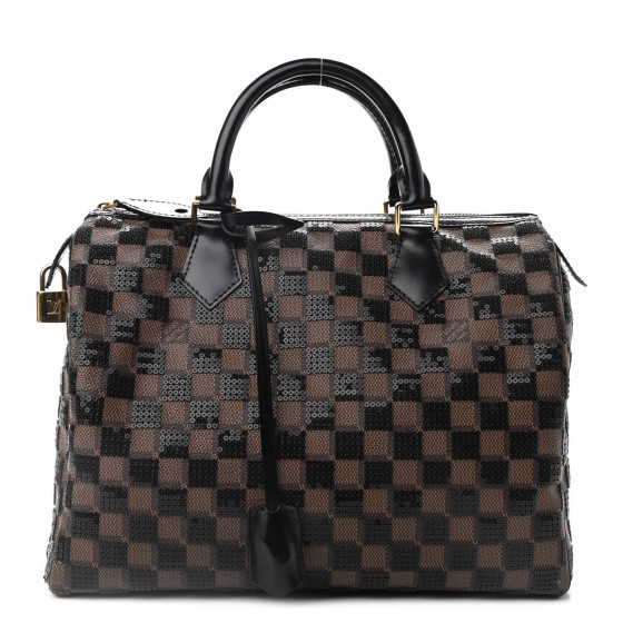 LOUIS VUITTON Damier Paillettes Speedy 30 Black | Fashionphile