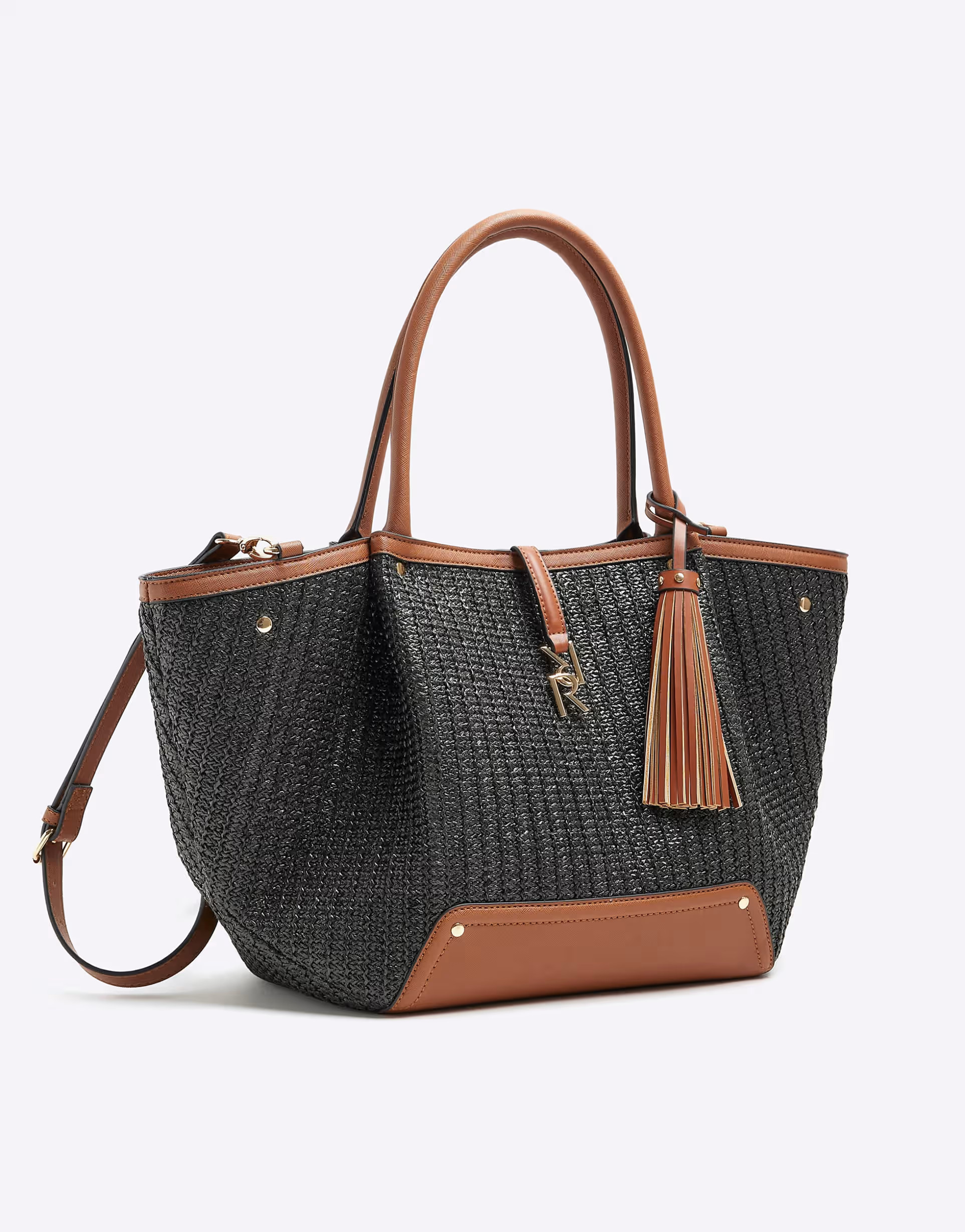 River Island Raffia winged tote bag in black | ASOS | ASOS (Global)