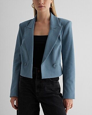 Peak Lapel Double Breasted Cropped Blazer | Express