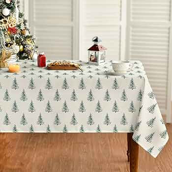 Horaldaily Christmas Tablecloth 52×70 Inch Rectangular, Trees Green Boho Washable Table Cover fo... | Amazon (US)