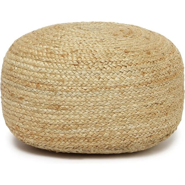 REDEARTH Jute Circular Low Pouf Ottoman - Braided Pouffe Accent Sitting Round Footrest for Living... | Walmart (US)