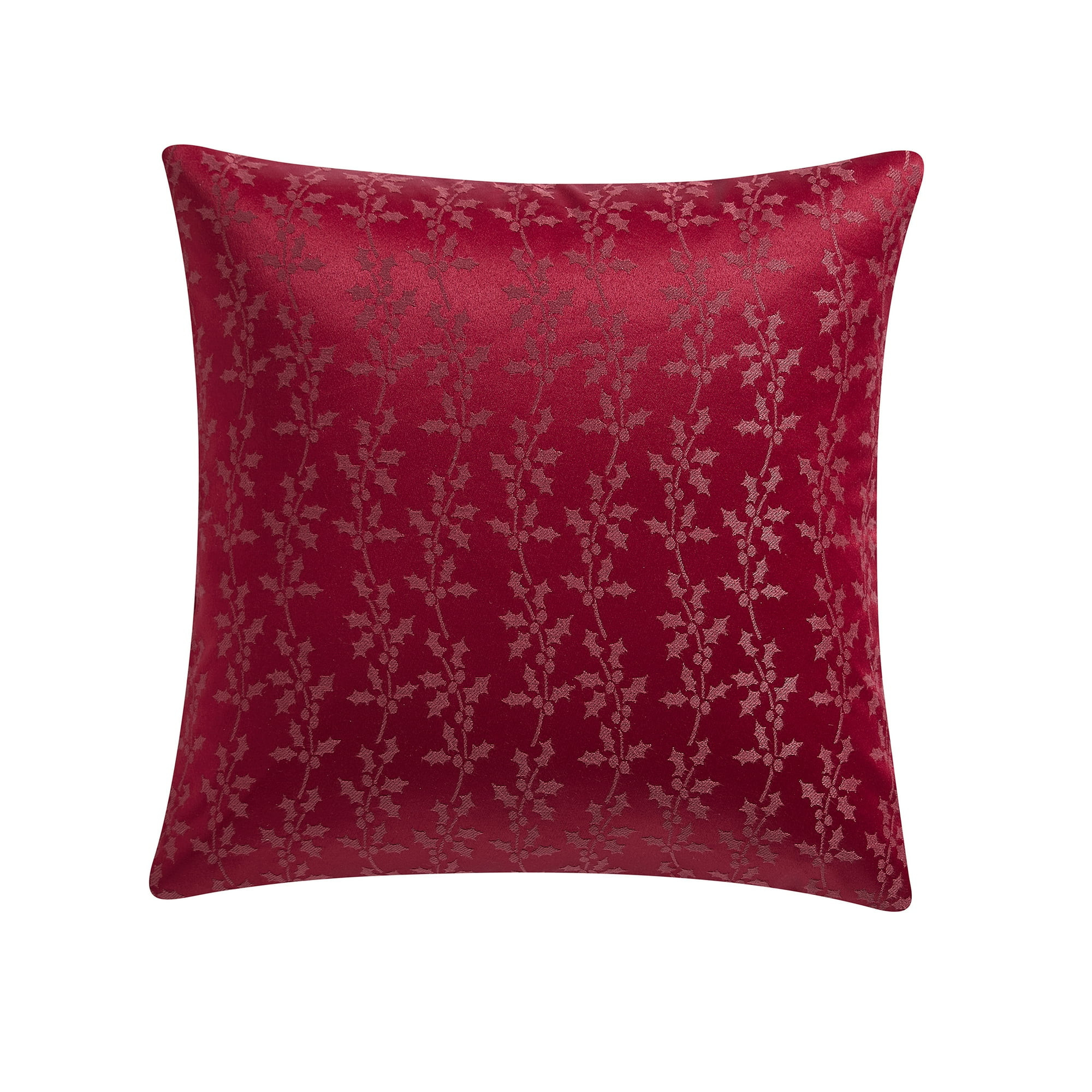 My Texas House Molly 20" x 20" Red Jacquard Holly Decorative Pillow Cover | Walmart (US)