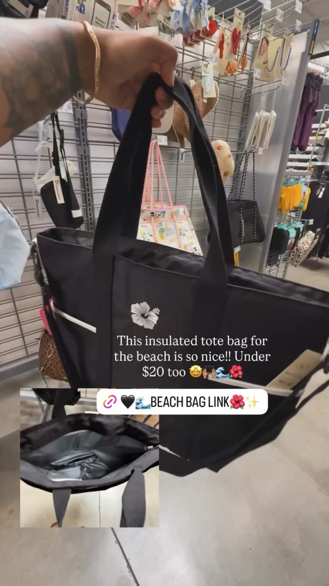 This insulated tote bag for the beach is so nice!! Under $20 too 🤩🙌🏽🌊🌺