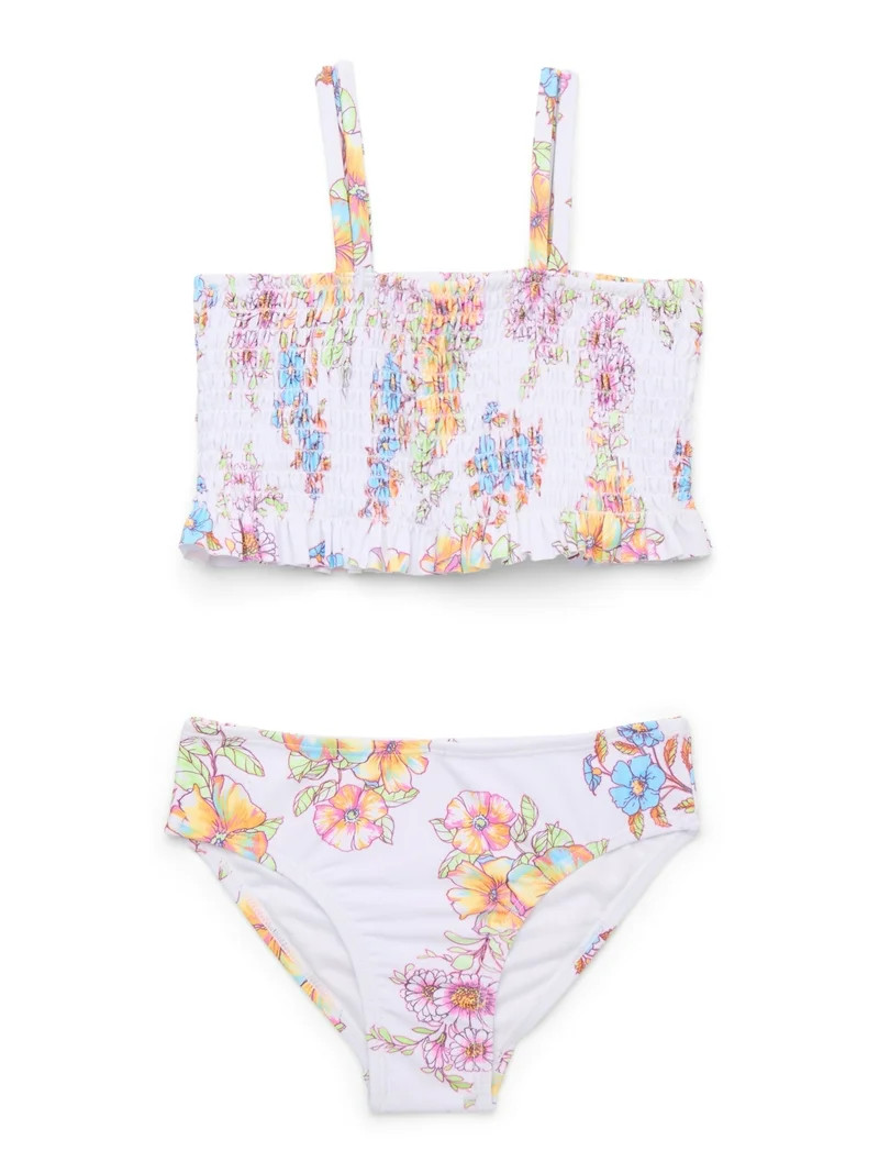 Jessica Simpson Toddler Girl Smocked Bikini Swimsuit, 2-Piece, Sizes 12M-5T | Walmart (US)