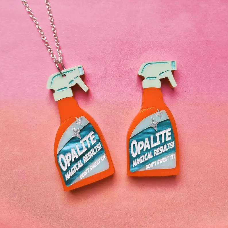 Opalite spray bottle brooch or necklace| Taylor Merch  | laser cut acrylic | Etsy (US)