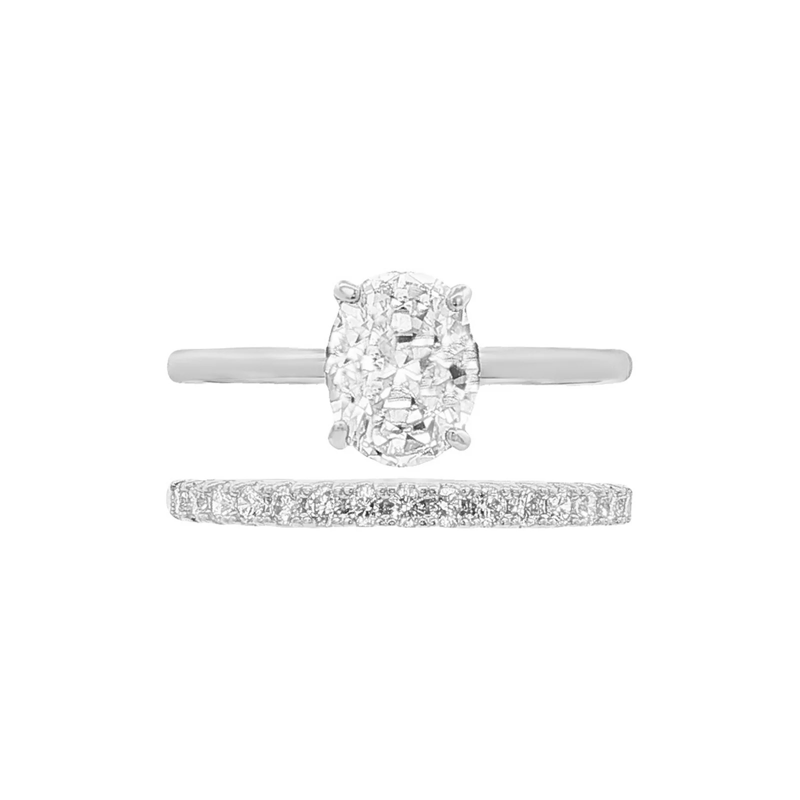 PRIMROSE Oval Cubic Zirconia Solitaire Ring Set | Kohl's