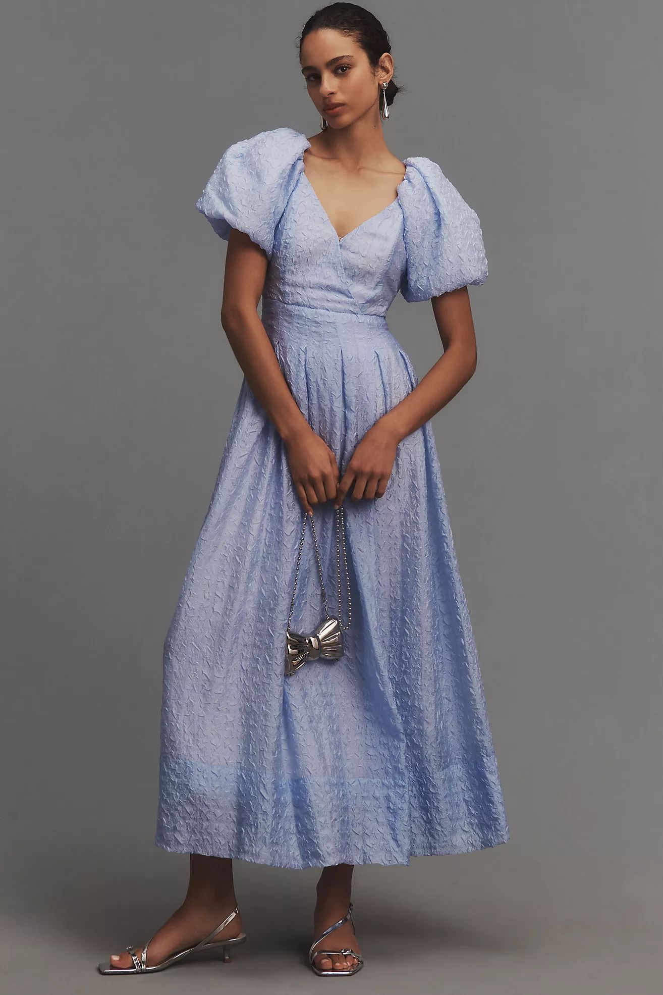 ASTR The Label Linette Short-Sleeve Jacquard Midi Dress | Anthropologie (US)