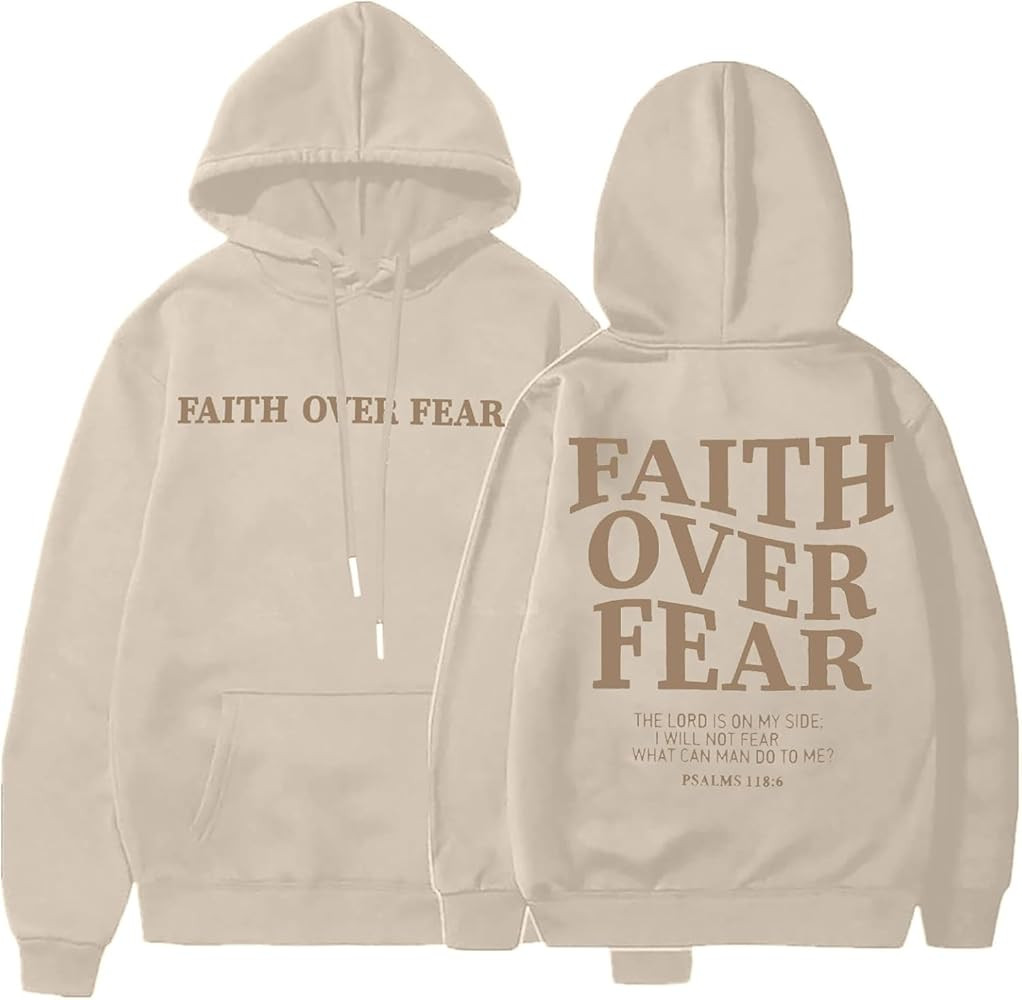 BANGELY Faith Over Fear Hoodie Women Christian Sweatshirt Graphic Christian Religious Sayings Swe... | Amazon (US)
