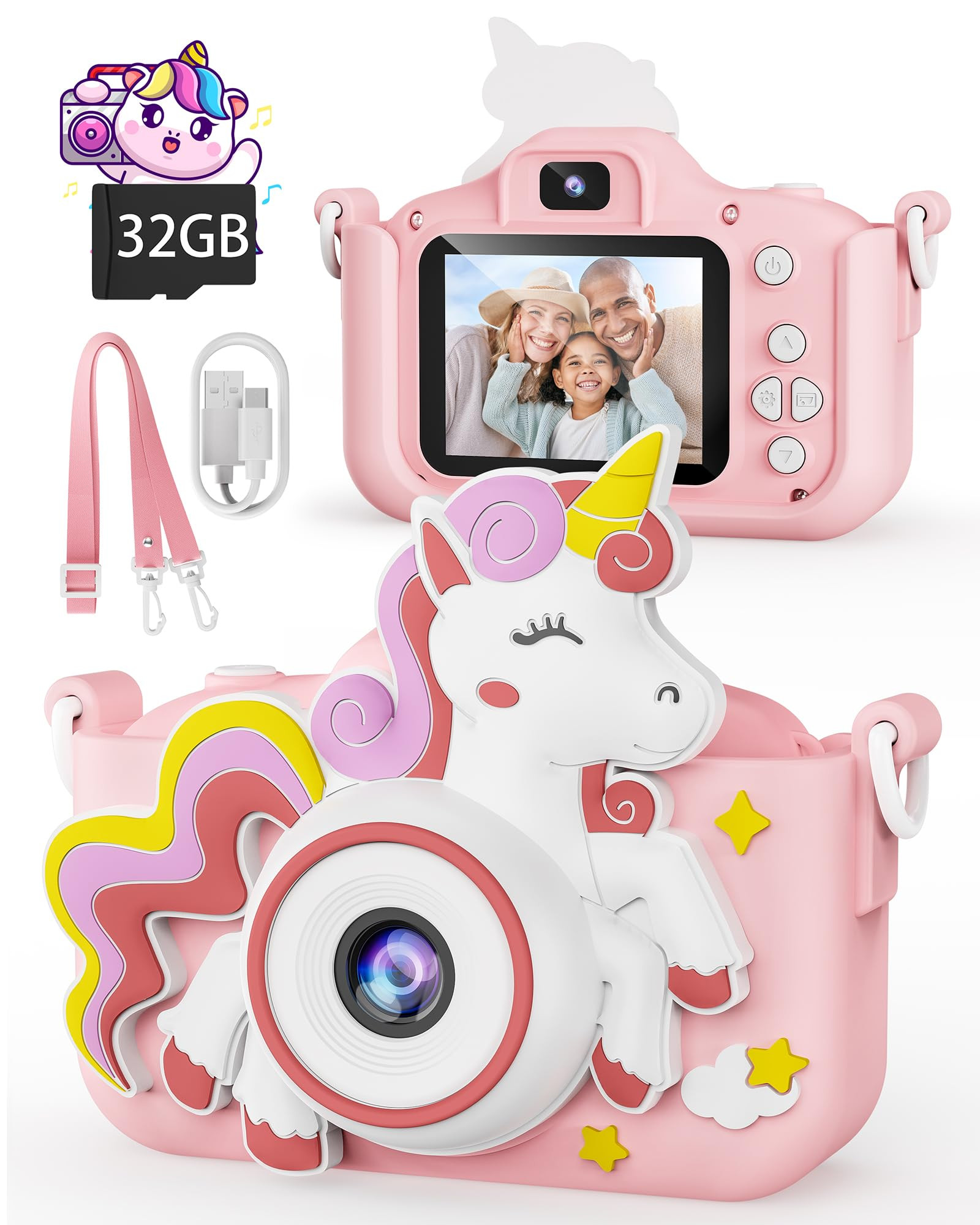 Kikapabi Unicorn Kids Camera Toys for Girls Boys Age 3-8, Christmas Birthday Gifts for Girls Age ... | Amazon (US)