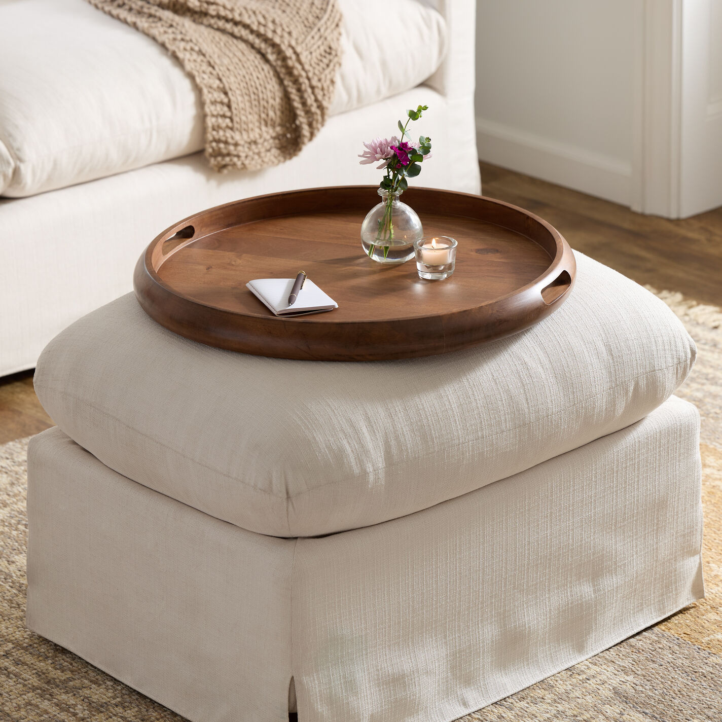 Colette Round Wood Ottoman Tray | World Market