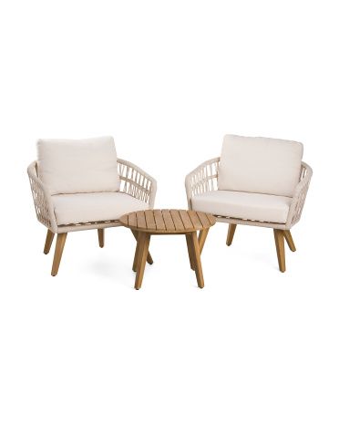 3pc Outdoor Rope And Acacia Furniture Set | Marshalls
