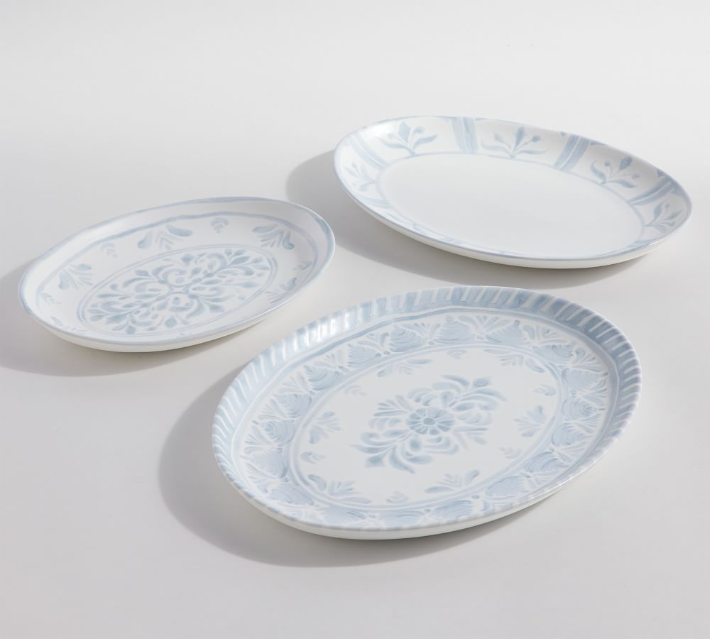 Chambray Tile Stoneware Serving Platters | Pottery Barn (US)