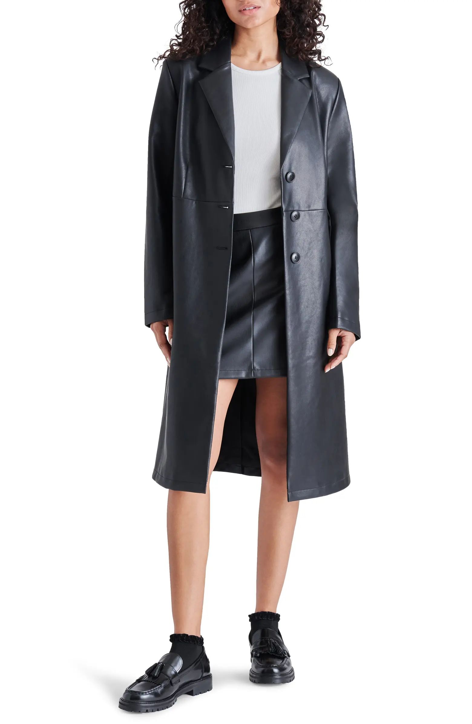 Tailored Faux Leather Trench Coat | Nordstrom