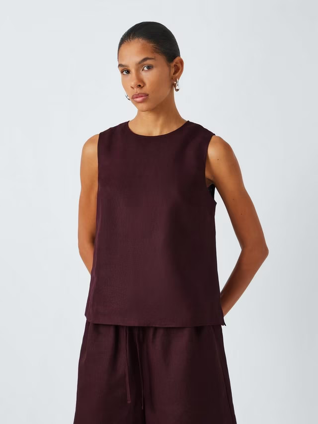John LewisPure Linen Shell Top, Decadent Chocolate | John Lewis (UK)