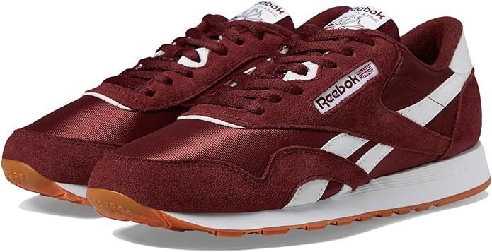 Reebok Men's Classic Nylon Sneaker, Rich Maroon/Rich Maroon/White, 7.5 | Amazon (US)