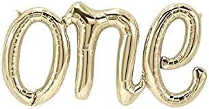 Alchik Hanging Foils Script Balloon “ONE” Word - 20” Classic Gold Air Balloons - Set of 1 B... | Amazon (US)