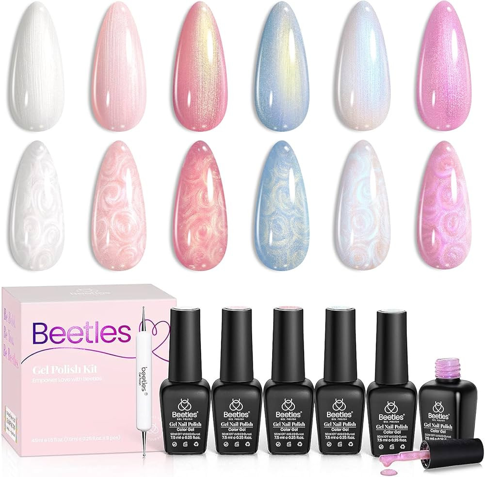 Beetles 6 Colors Gel Nail Polish Kit, Shimmer Glitter Gel Polish Pearl Gel Soak Off Nail Lamp Cur... | Amazon (CA)