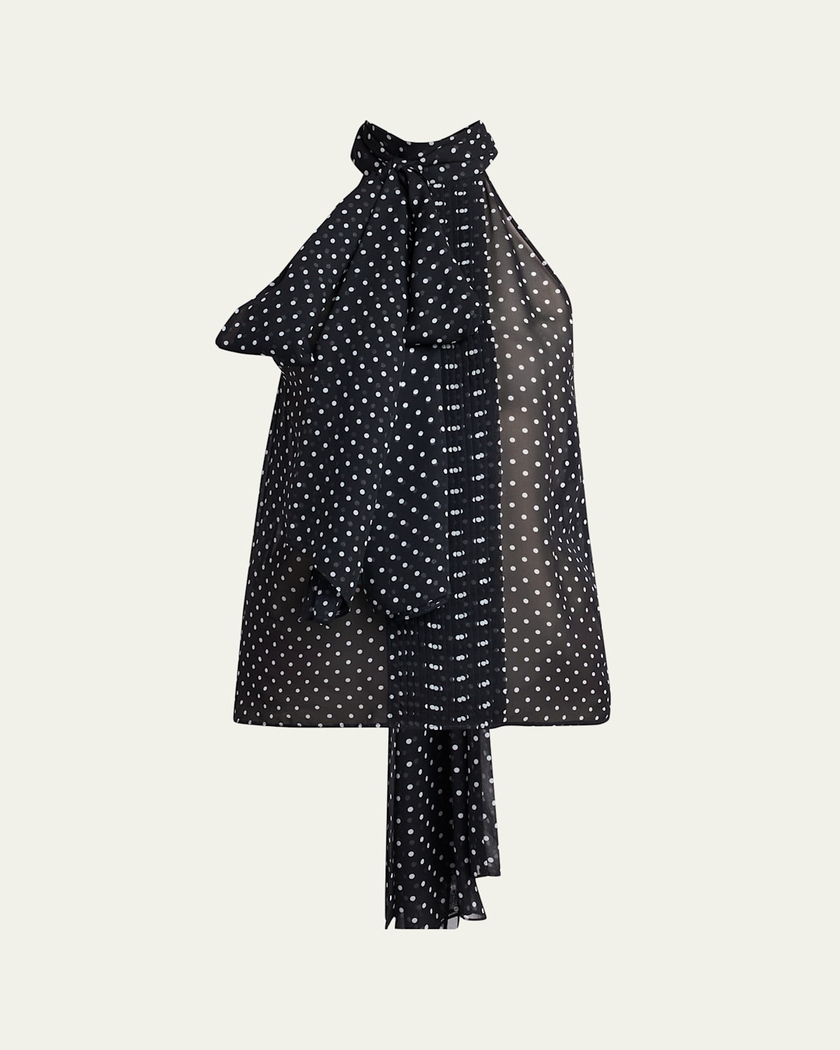 Polka-Dot Chiffon Neck-Tie Sleeveless Blouse | Bergdorf Goodman